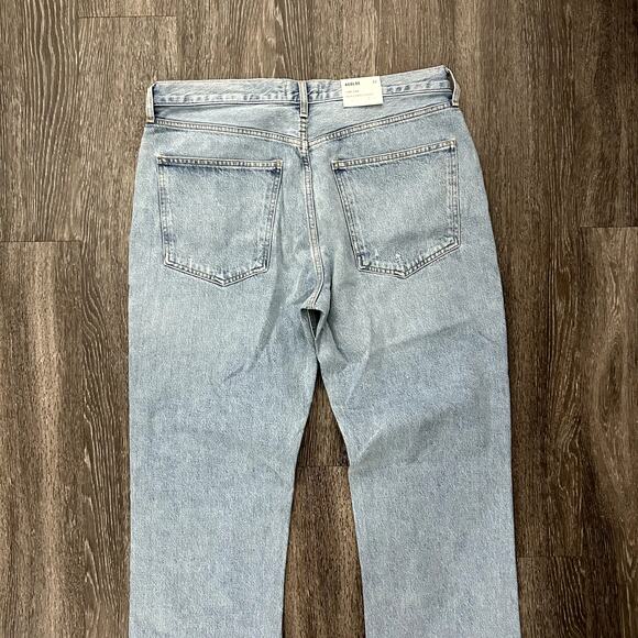 NWT AGOLDE Lana Mid Rise Vintage Straight Jeans Riptide Size 33 Light Blue Denim - Picture 6 of 16